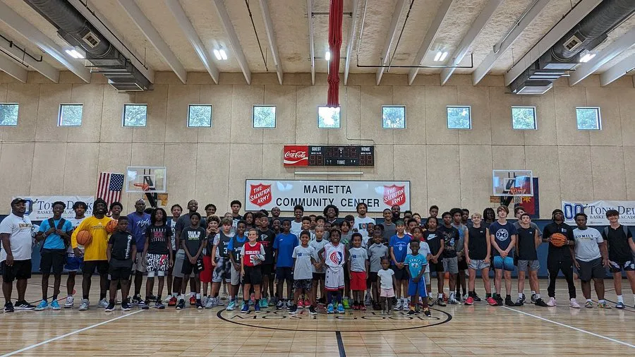 Youth basketball clinic group photo at the Marietta Community Center